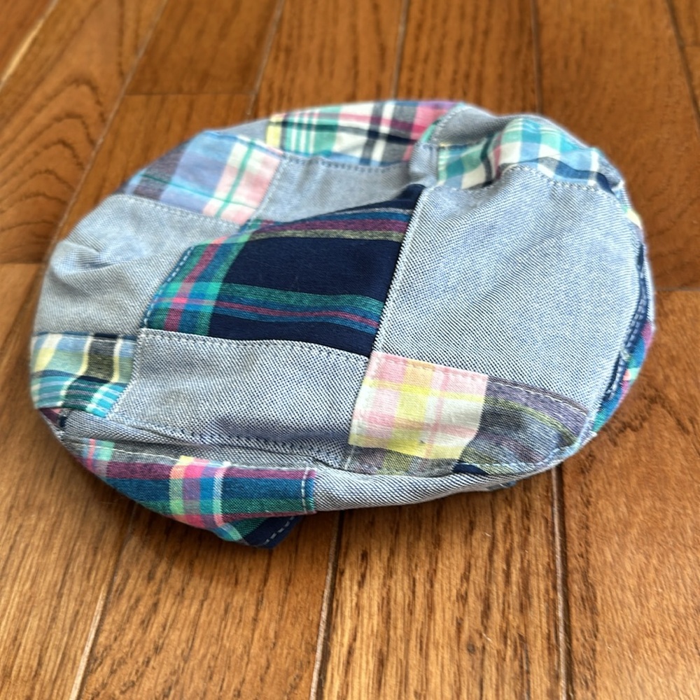 👶🏻 JANIE & JACK hat newsboy cap baby Boy 0-6 months blue madras preppy like new